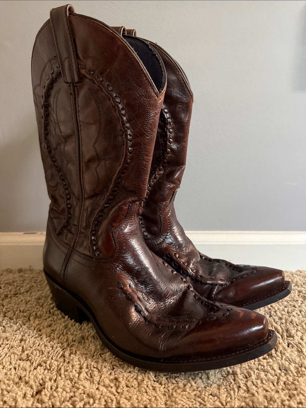 Laredo Laramie Snip Toe Brown Leather Western Boots